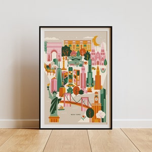 Impresión de la ciudad de Nueva York, póster con el mapa de la ciudad de Nueva York DESCARGA DIGITAL