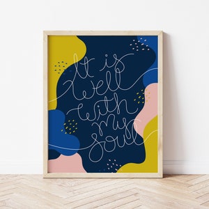 It Is Well Song Lyrics Hand-lettered Print | Christian hymn lyrics | Wall decor printable