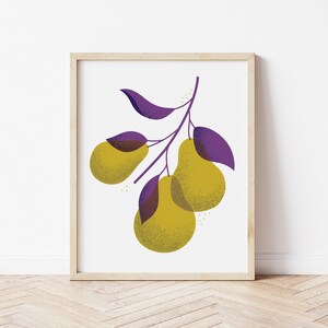 Pear Fruit Printable, Modern Food Art Print, DOWNLOADABLE FRUIT