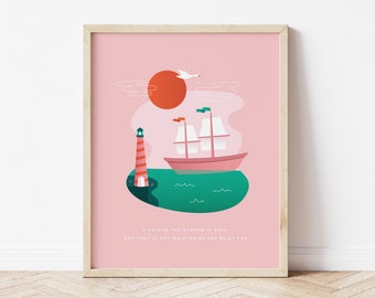 Ocean quote print, ocean wall art, Encouraging quotes, minimal art print