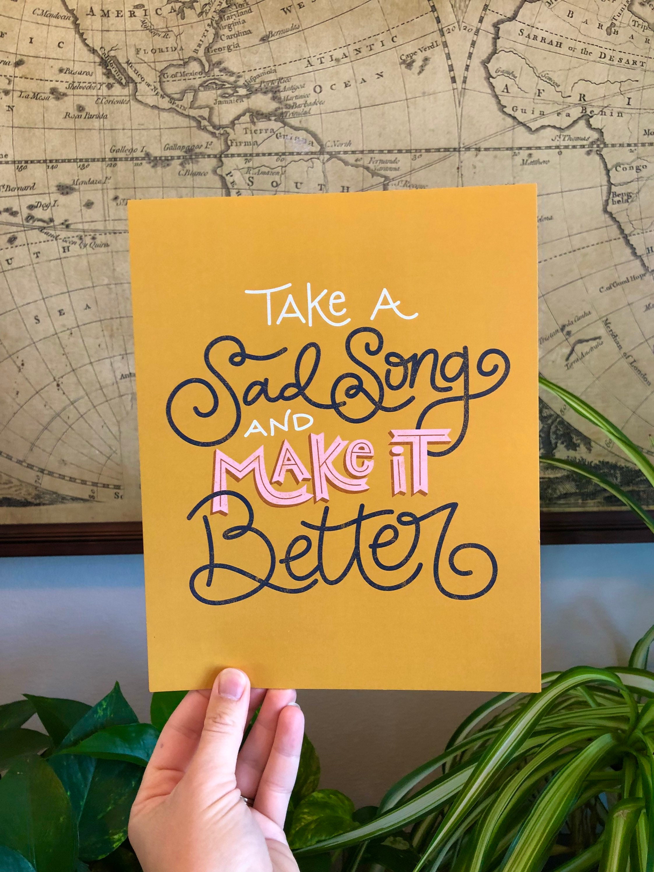 Hey Jude Hand-lettered Printable, Beatles Song Lyric DOWNLOADABLE