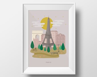 Impresión de París Francia, arte de la pared de París Francia, arte de la Torre Eiffel
