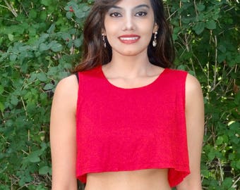 Red Crop Top, Cropped Tank Top, Loose Crop Top, Boxy Crop Top, Crop Tops For Women, Cropped Top, Belly Top, Cropped Top Woman, Crop Tee