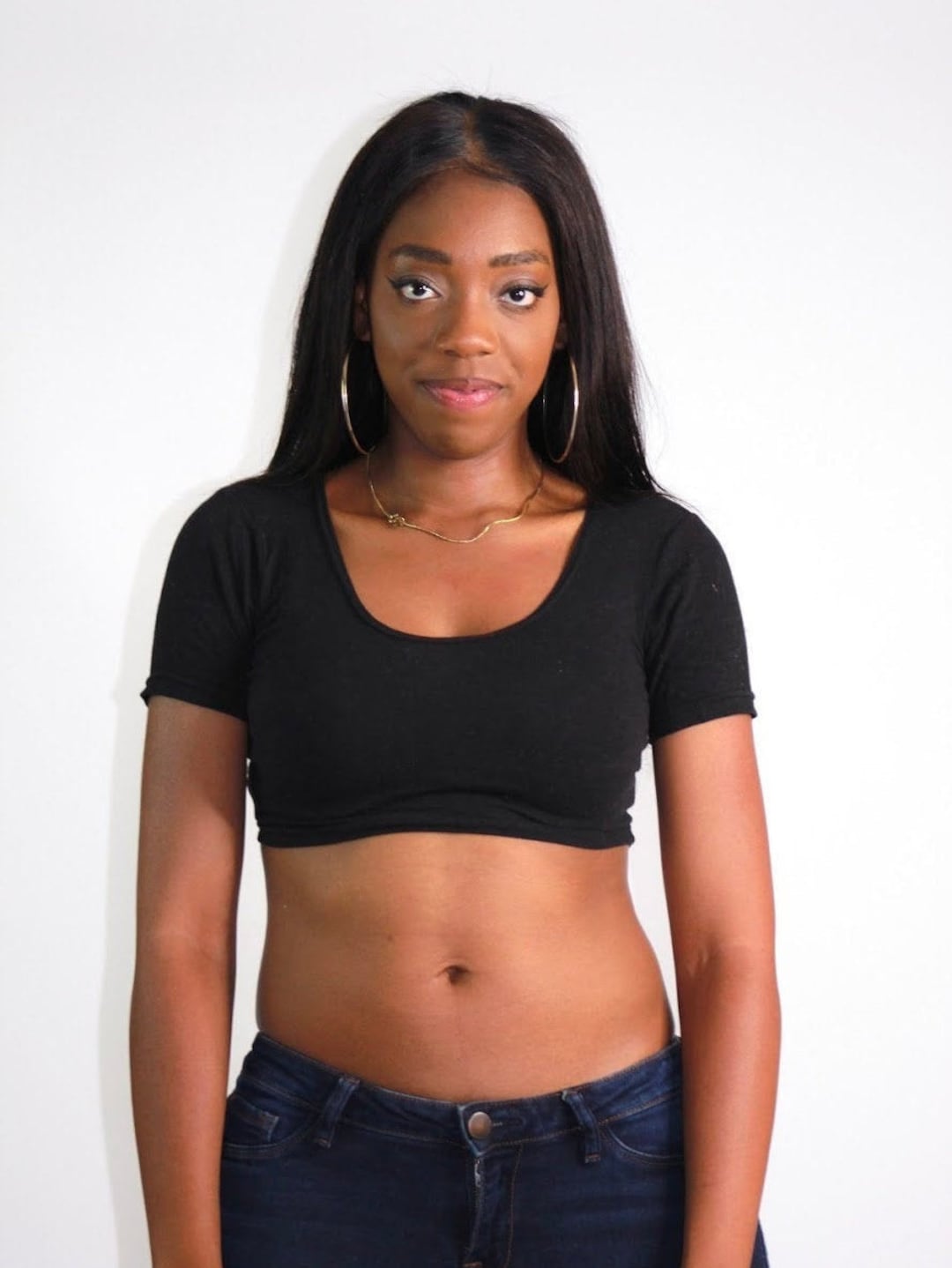 Shape Black Fuller Bust Cup Detail Crop Top