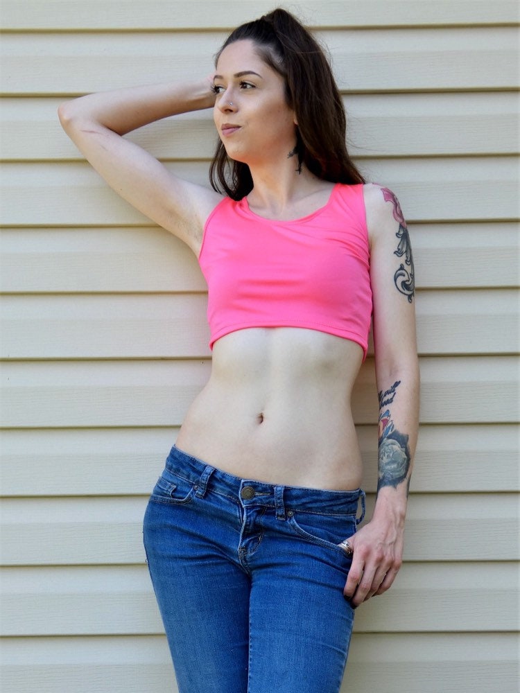 Neon Pink Crop Top Cropped Tank Top Form-fitting Lyla's Crop Tops for Women  Cropped Top Belly Shirt Belly Top Tank Top 