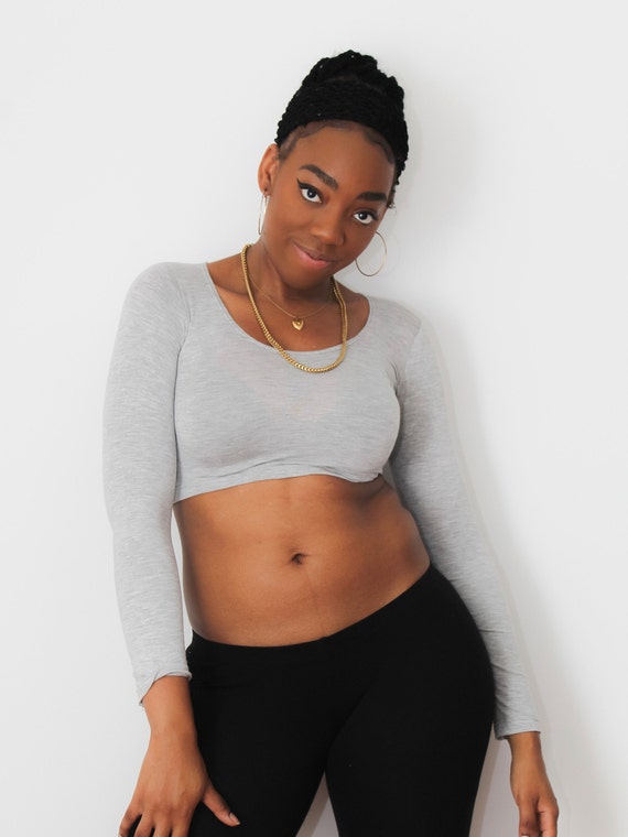 plain grey crop top