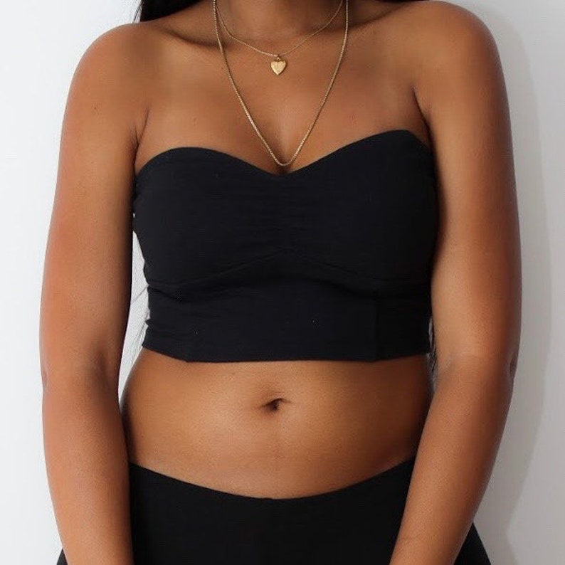 Black Crop Tube Top, Cropped Tube Top, Crop Tops For Women, Cropped Top, Sexy Crop Tops, Cropped Top Woman, Crop Top Teens, Black Tube Top image 2