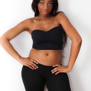 Black Crop Tube Top, Cropped Tube Top, Crop Tops For Women, Cropped Top, Sexy Crop Tops, Cropped Top Woman, Crop Top Teens, Black Tube Top image 3