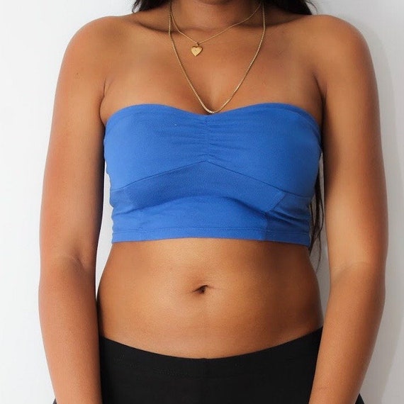 Blue Crop Tube Top, Cropped Tube Top, Crop Tops for Women, Cropped