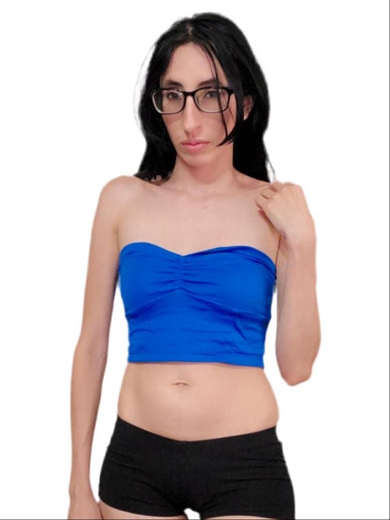Blue Crop Tube Top, Cropped Tube Top, Crop Tops for Women, Cropped