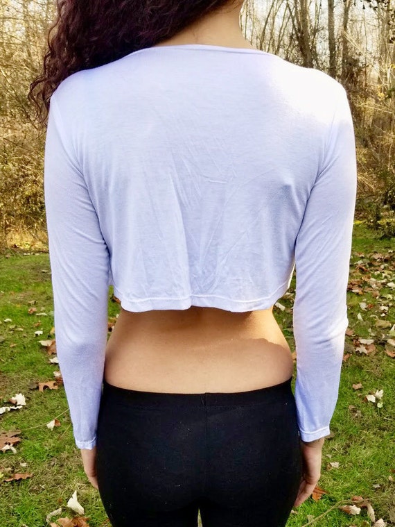 White Long Sleeve Crop Top Loose Boxy Crop Tops for Women Cropped Top Crop  Tshirt Crop Tee Cropped Top Woman Made in USA 