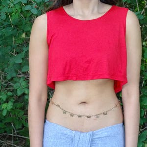 Red Crop Top, Cropped Tank Top, Loose Crop Top, Boxy Crop Top, Crop Tops For Women, Cropped Top, Belly Top, Cropped Top Woman, Crop Tee image 2