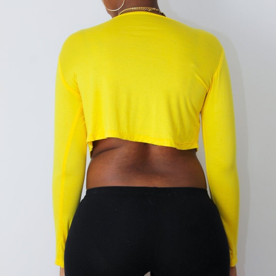 Yellow Long Sleeve Crop Top Loose Crop 