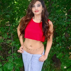 Red Crop Top, Cropped Tank Top, Loose Crop Top, Boxy Crop Top, Crop Tops For Women, Cropped Top, Belly Top, Cropped Top Woman, Crop Tee image 4