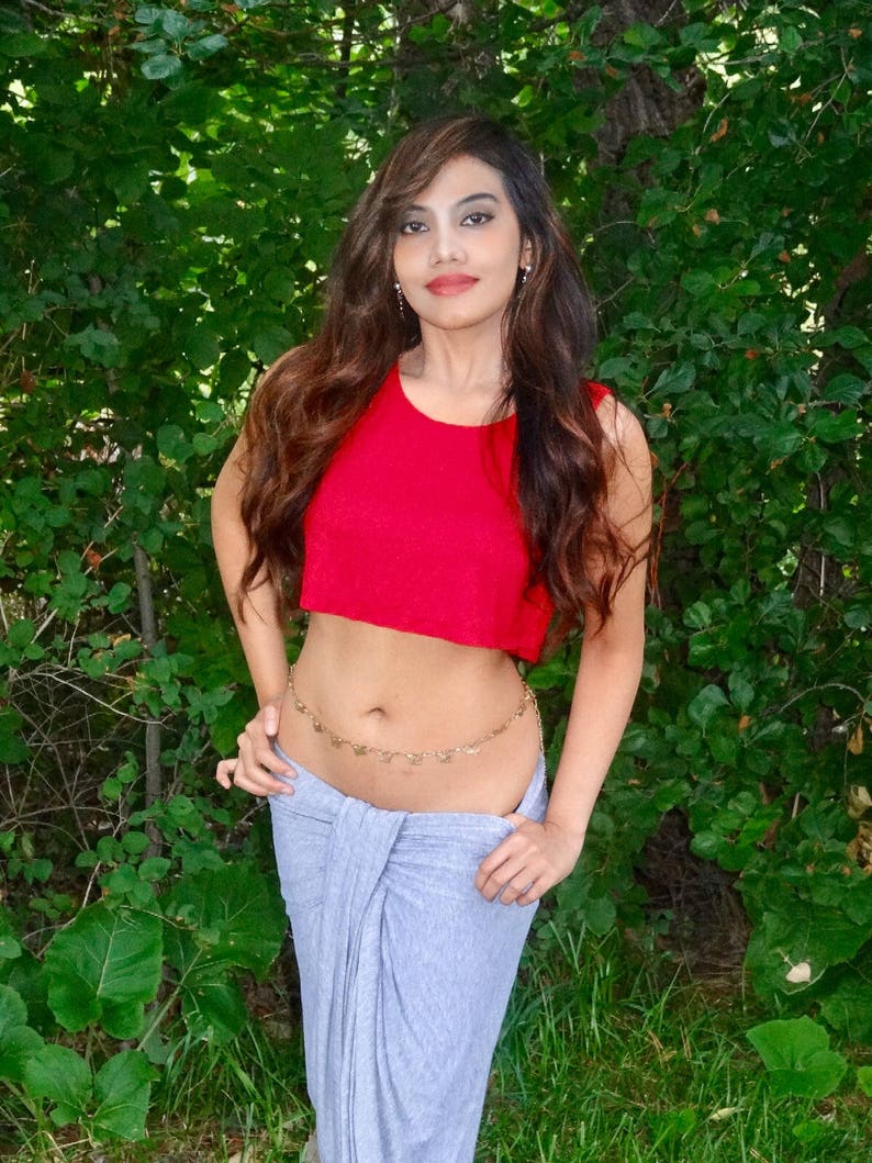 Red Crop Top, Cropped Tank Top, Loose Crop Top, Boxy Crop Top, Crop Tops For Women, Cropped Top, Belly Top, Cropped Top Woman, Crop Tee image 4