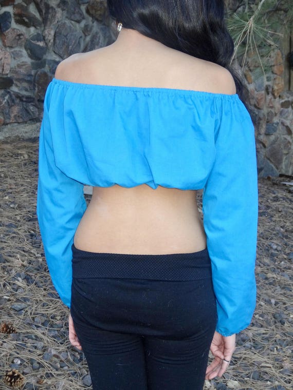 turquoise long sleeve crop top