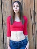 Red 3/4 Sleeve Crop Top - Form Fitting - Lyla's - Crop Tops For Women - half sleeve - long sleeve - Cropped Top - Belly Shirt - Belly Top 