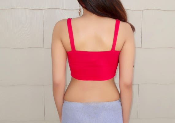 Red Spaghetti Crop Top, Cropped Tank Top, Crop Tops for Women