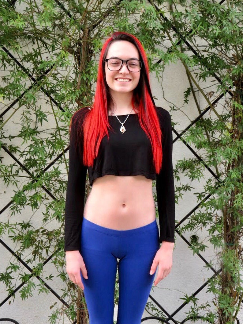 Black Long Sleeve Crop Top Cropped Top Crop Tee Crop Tshirt Boxy Crop Top Crop Tops For Women Cropped Top Woman Loose Crop Top