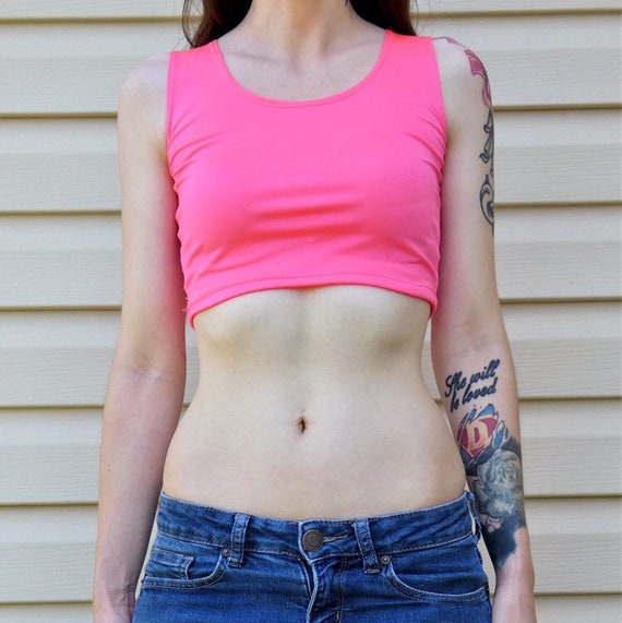 Neon cheap pink crop