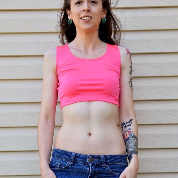 Neon Pink Crop Top - Cropped Tank Top - Form-Fitting - Lyla's - Crop Tops For Women - Cropped Top - Belly Shirt - Belly Top - Tank Top