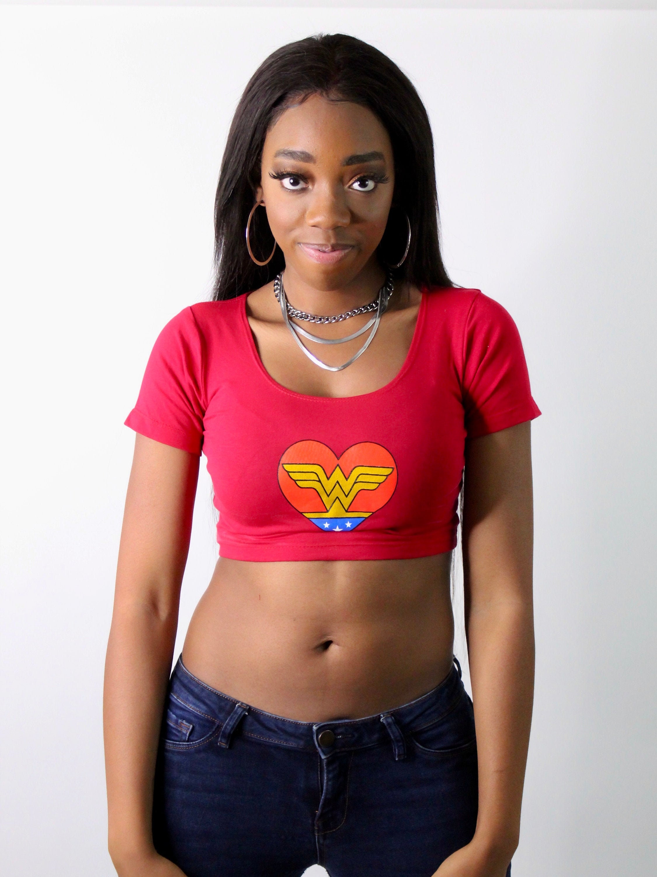 I Love Wonder Woman Red Short Sleeve Crop Top, Crop Tops for Women, Cropped  Top, Cosplay Costume, Heart, Sexy, Cropped Top Woman, Teens -  Ireland