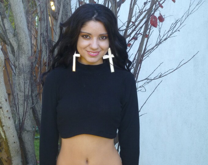 Black Long Sleeve Cropped Sweater Crop Top Sweater lyla's Crop Tops for ...
