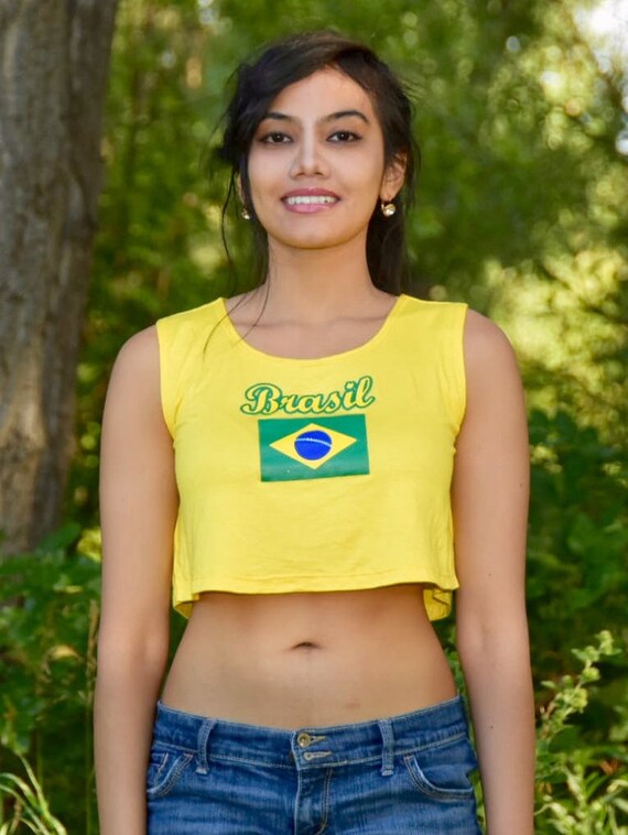 Brazil Yellow Crop Top, Brasil Crop Top, Brazil Flag Crop Top