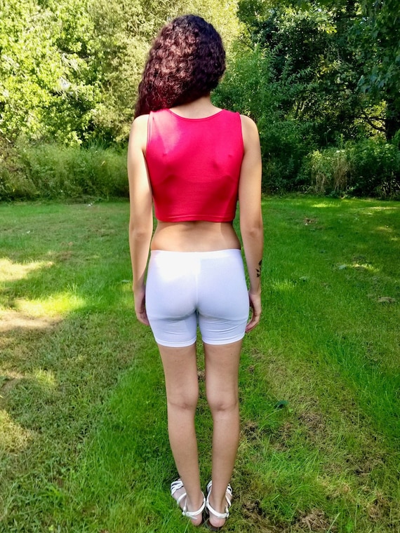 Ultra Low Rise White Mid Thigh Yoga Shorts yoga Shorts for Women