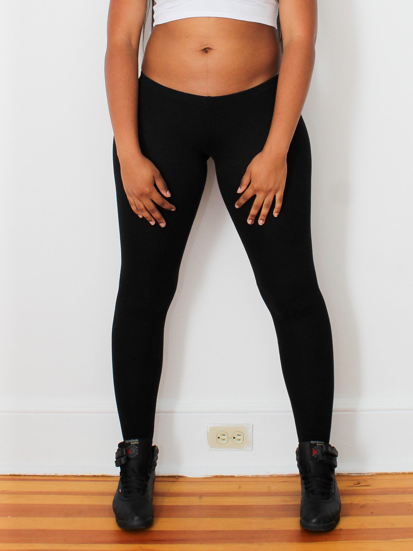 Ultra Low Rise Black Leggings Leggings For Women Cotton Etsy