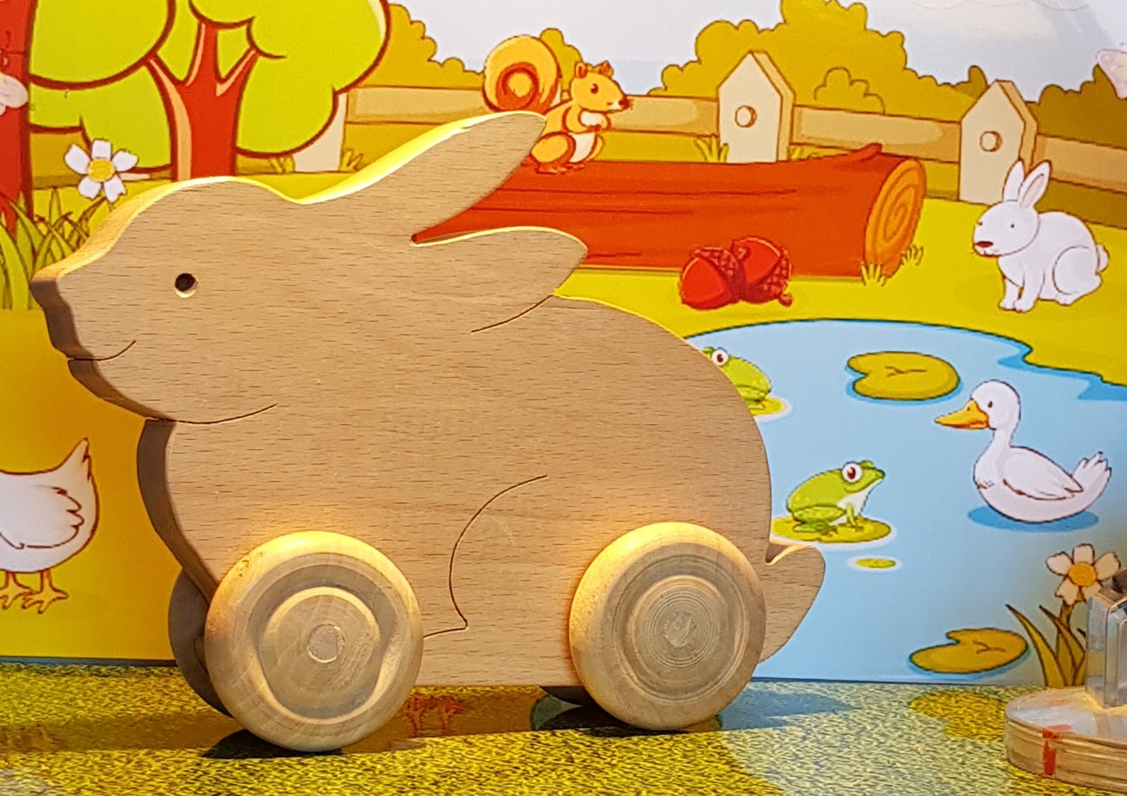 Toy Rabbit Traditional Wooden Toy Rabbit on wheels Natural Etsy