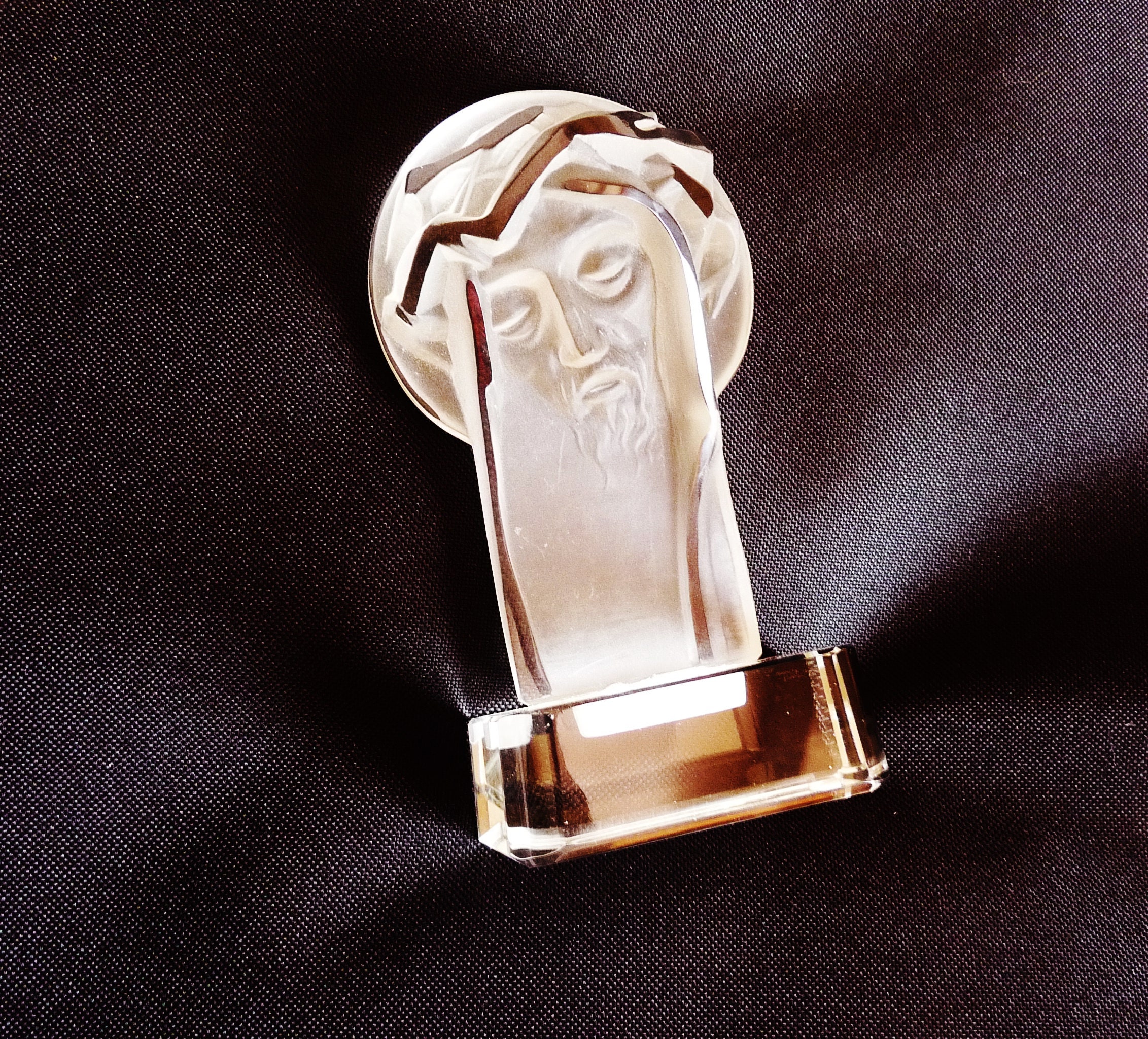 Crystal Head Of Christ, Art Déco, Français, Circa 1930, Flawless Lead Crystal