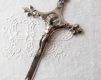 Chapel Cross French, Nickel Plated Spelter 18 x 11 Centimetres Circa 1890