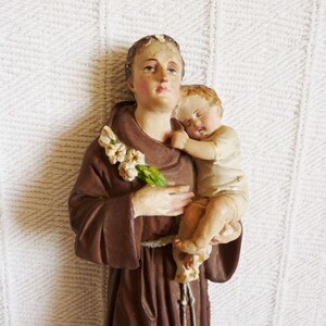 St Anthony Of Padua, Antique Polychrome Statue, Circa 1850, Lovely Condition, 32 Centimetres Tall