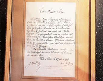 Apostolic Benediction Requested by Abbots Jean Baptiste and Henri Montagné of Pope Benedict XV With Vatican Seal and Signature 1917