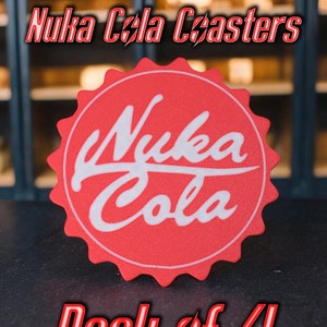Nuka Cola Coasters, 4 pack Fallout Inspired Drink Accessories, wasteland accessories
