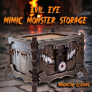 Große Mimic Truhe, Aufbewahrung für Würfel oder Karten für Dungeons and Dragons, RPG Tabletop