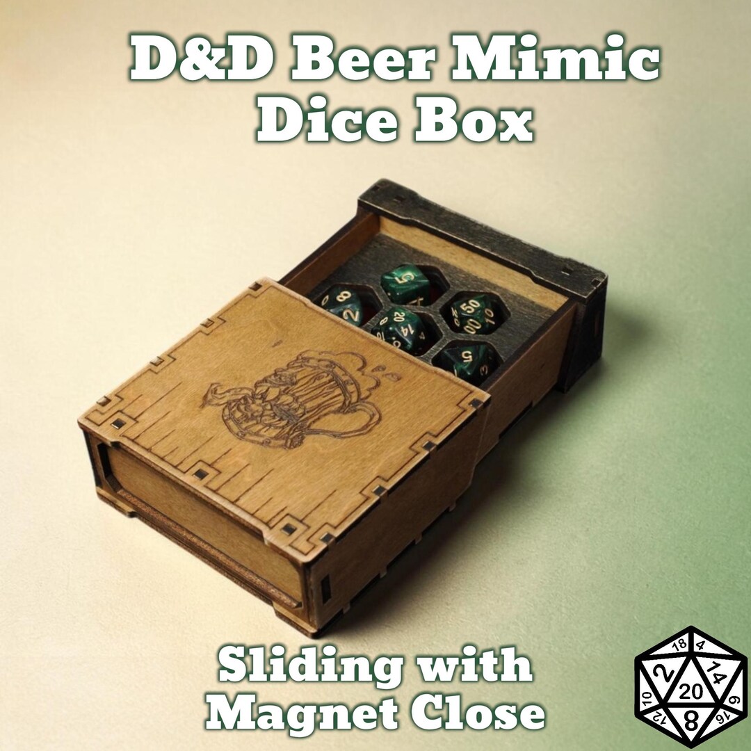 D&D Beer Mimic Dice Box – Handmade Wooden Dice Storage Chest for RPG ...