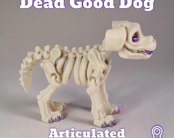Dead Good Skeleton Puppy - 3d printed Articulated Spooky Dog - Fidget