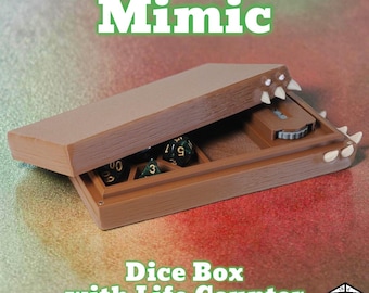 Caja para dados Mimic con contador de vidas: Almacenamiento para juegos impreso en 3D
