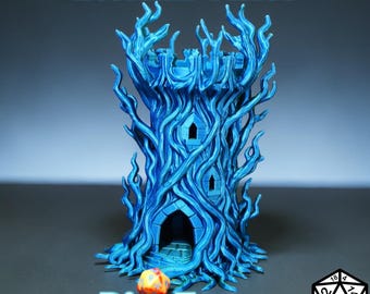 Torre de Dados Encantada com Vinhas – Torre de Dados para D&D com Design de Floresta Mágica - Dungeons and Dragons