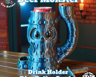 Monster Dice Roller Beer Mug Can Cozy | RPG Rolling Tower | DnD Gaming Drink holder
