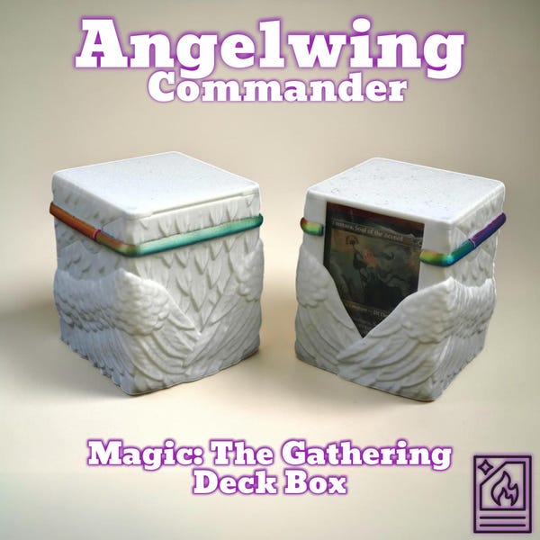 Magic: The Gathering - Caja para mazos Angelwing – Almacenamiento de cartas Commander para 100 cartas / Cierre magnético