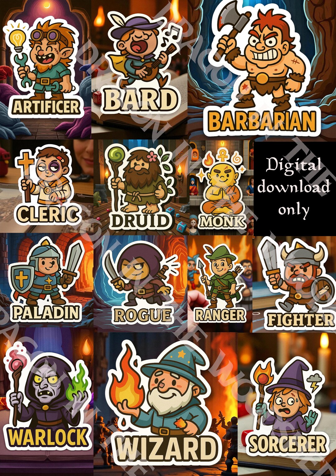 Goober Sticker D&D Class Stickers: Goober Style Designs (digital Download, Commercial ...