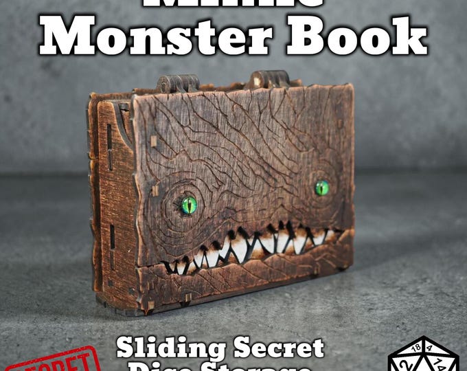 Dungeons and Dragons Gift - Personalised Book box Mimic Monster dice keeper D&D RPG