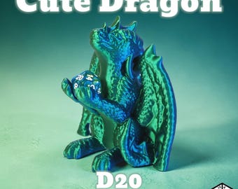 3D Printed Dragon D20 Dice Holder, RPG Tabletop Accessory, Dungeons and Dragons Gift