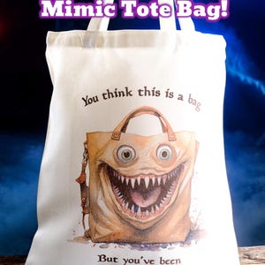 Mimic Tote Bag dungeons and dragons classic D&D, DND, Gamer