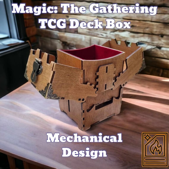 Magic The Gathering Handmade Wooden MTG Deck Box: Mechanical Design, Velvet Lined