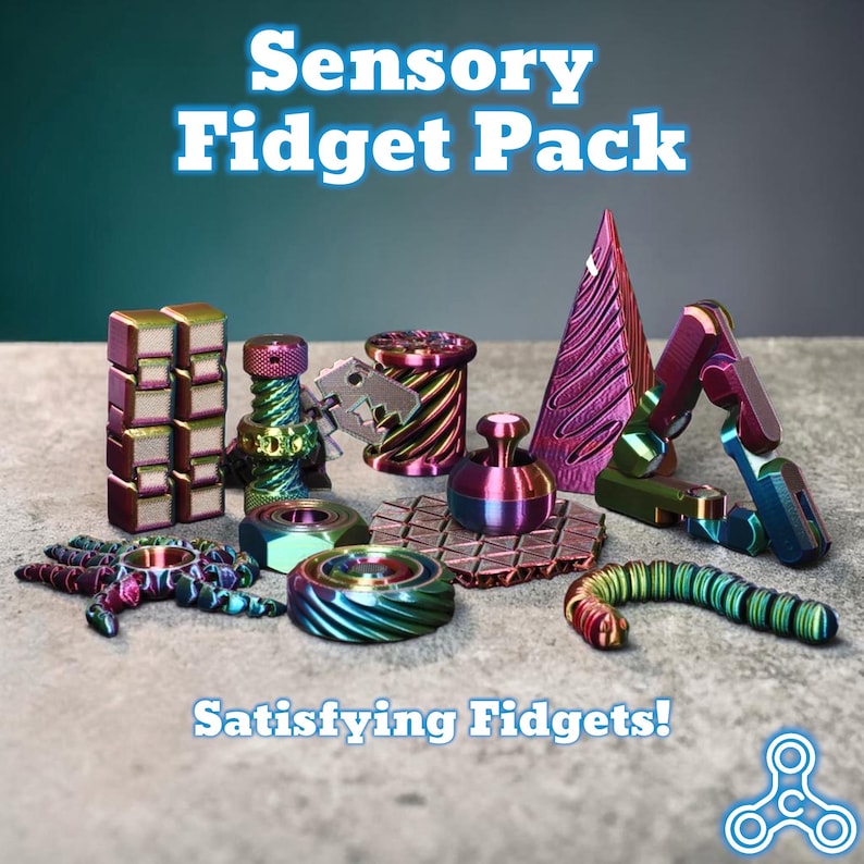 Fidgetz Sensory Fidget Pack – 12 Unique Fidgets for Stress & Sensory Relief - Etsy
