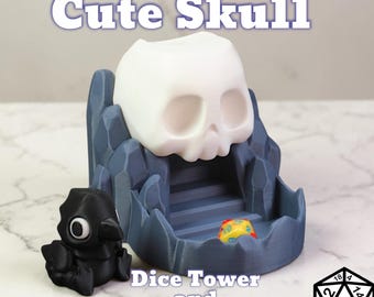 Dungeons and Dragons Gift - Goth Skull Dice Tower/Roller with Raven Magnet